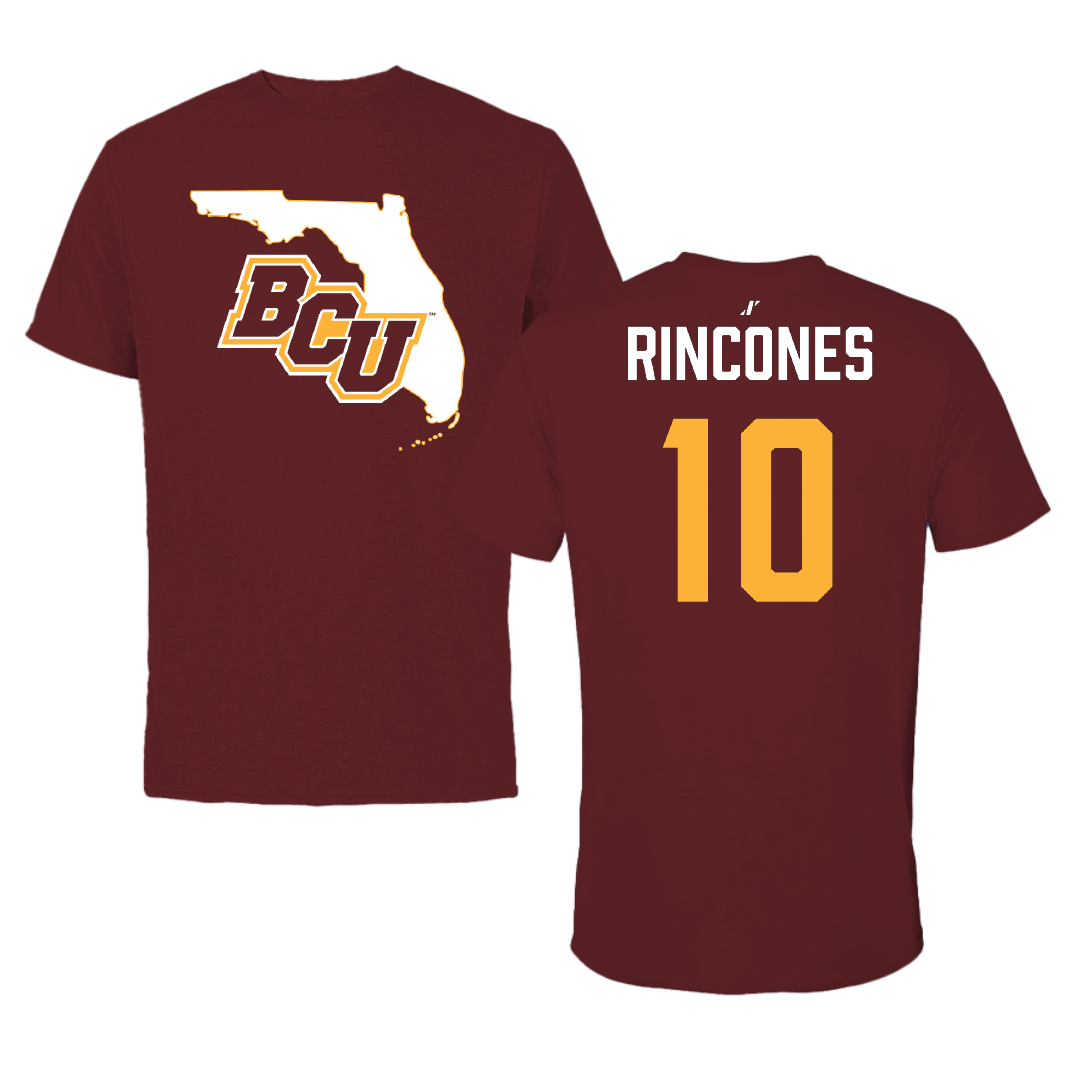 Bethune-Cookman University Baseball Maroon State Performance Tee - #10 Bryon Jaylan Rincones