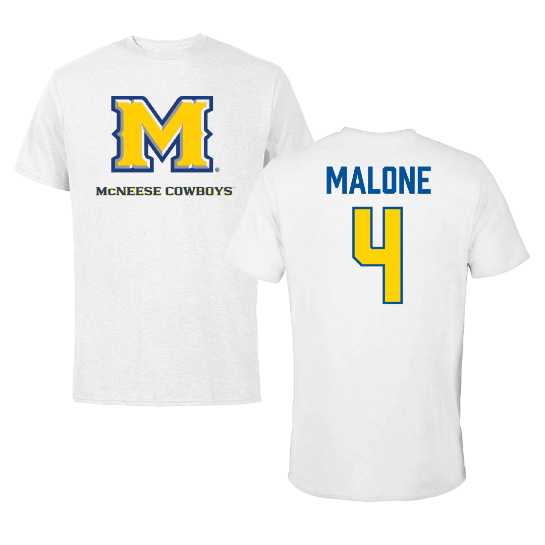 McNeese State University Beach Volleyball White Performance Tee - #4 McKenna Malone