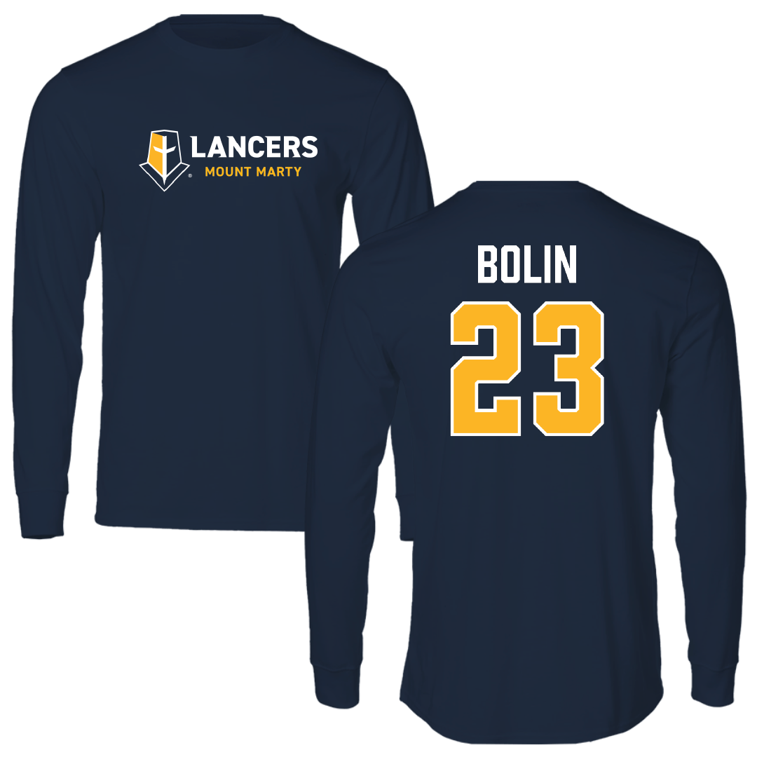Mount Marty University Softball Navy Performance Long Sleeve - #23 Lily Bolin