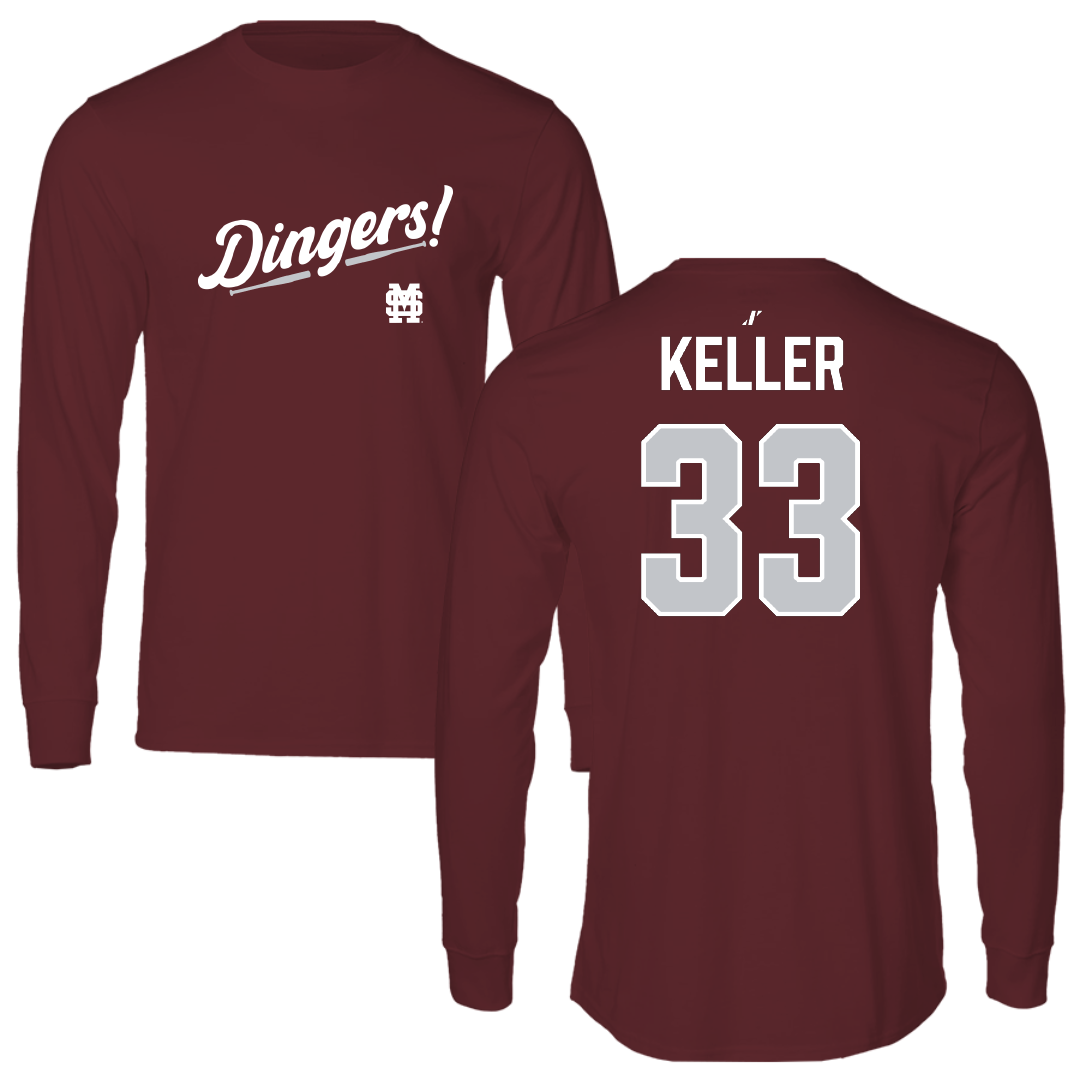 Mississippi State University Softball Maroon Dingers Long Sleeve - #33 Kinley Keller