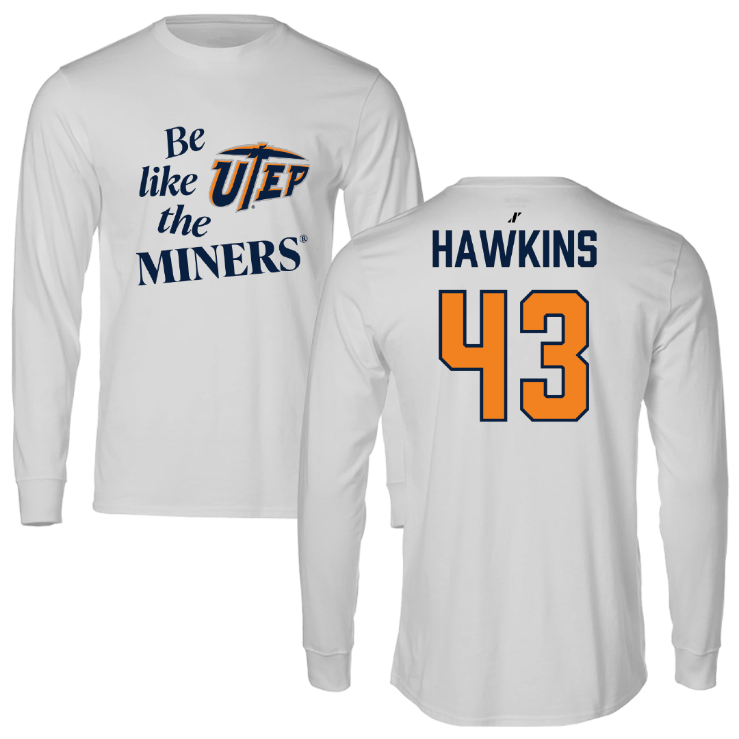 University of Texas at El Paso Football Light Gray Be Like Us Performance Long Sleeve - #43 Garrett Hawkins