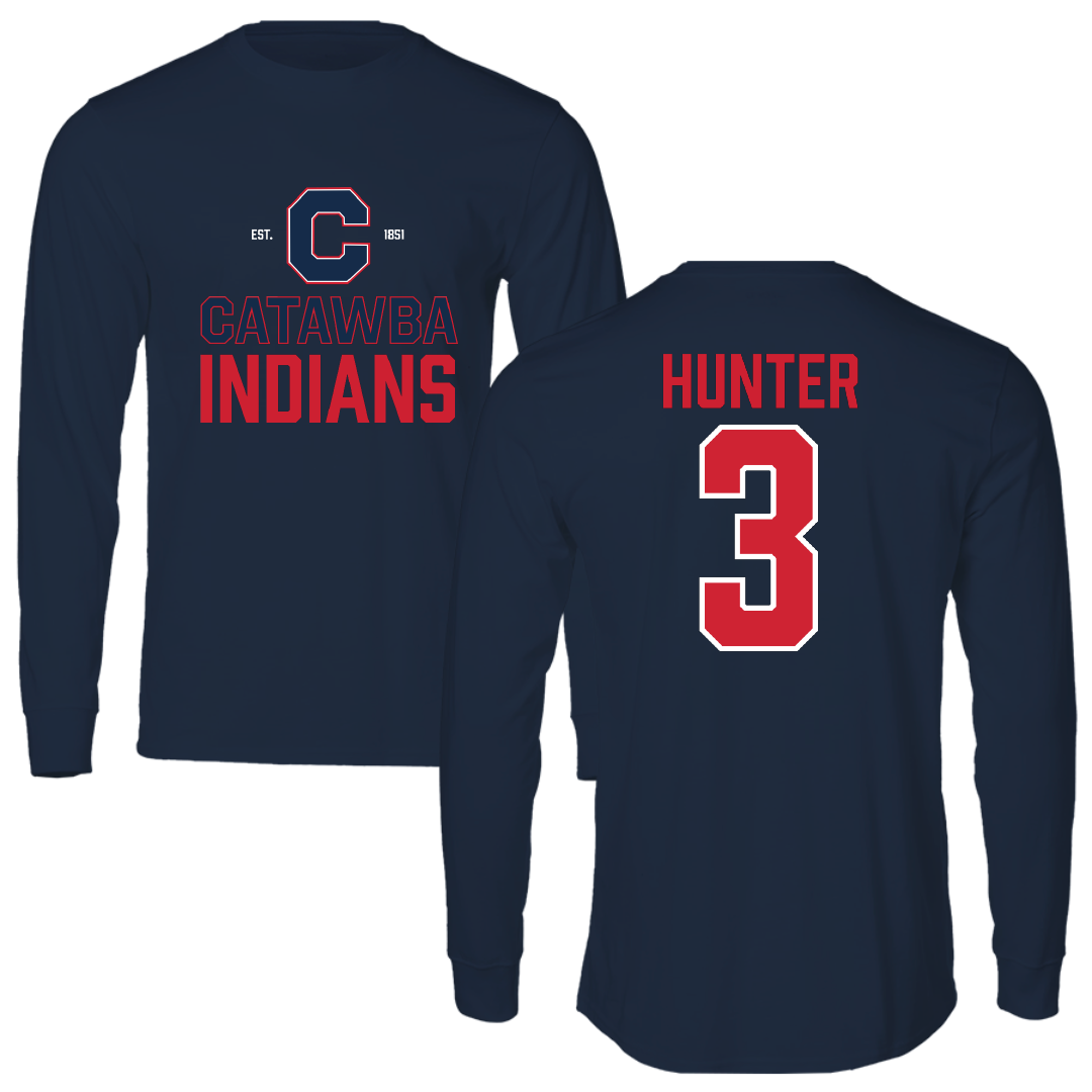 Catawba College Baseball Navy General Performance Long Sleeve - #3 Samuel Hunter