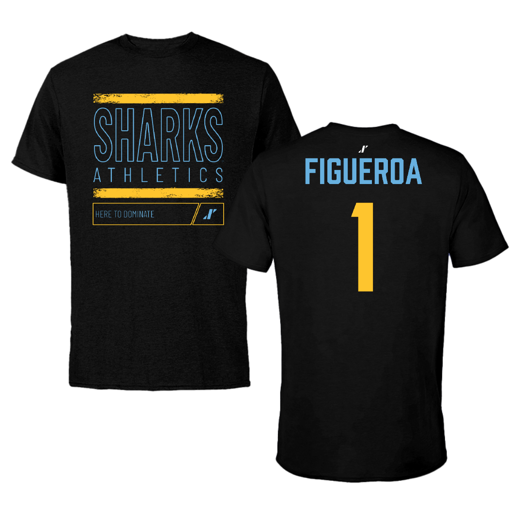 Long Island University Baseball Black Dominate Performance Tee - #1 Nate Figueroa