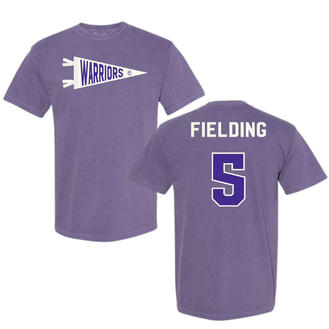 Winona State University Basketball Purple Pennant Comfort Colors Tee - #5 Devon Fielding