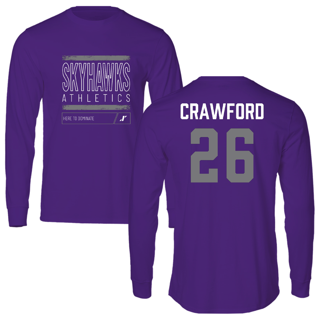 Stonehill College Football Purple Dominate Performance Long Sleeve - #26 Marcus Crawford
