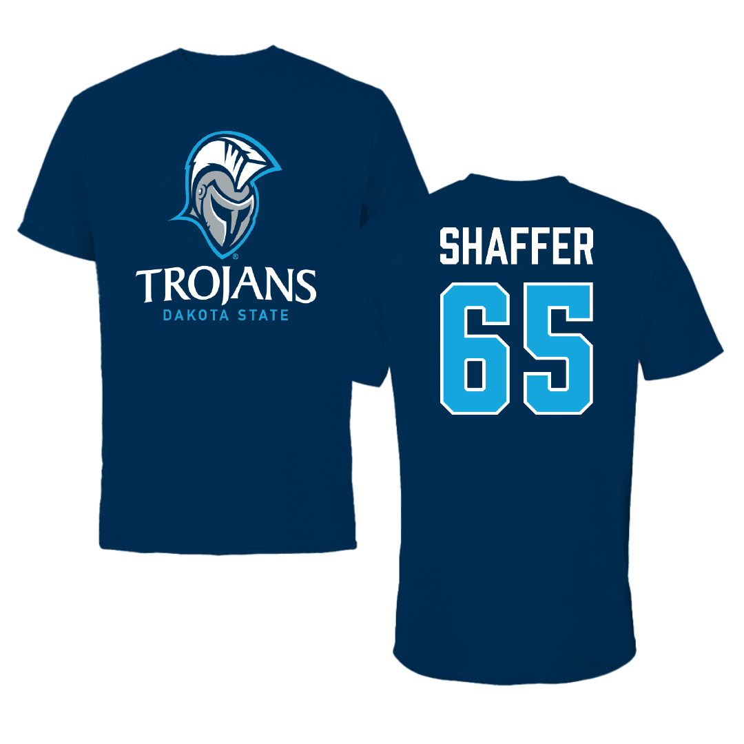 Dakota State University Football Navy Performance Tee - #65 Joshua Shaffer
