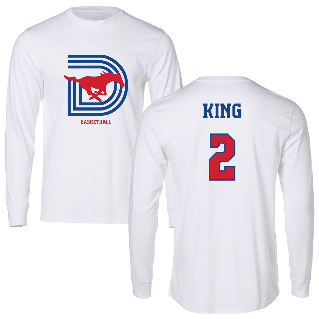 Southern Methodist University Basketball (W) White Long Sleeve - #2 Zahra King