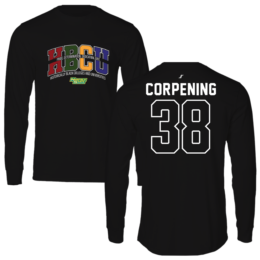 Norfolk State University Football Black HBCU Performance Long Sleeve - #38 Davion Corpening