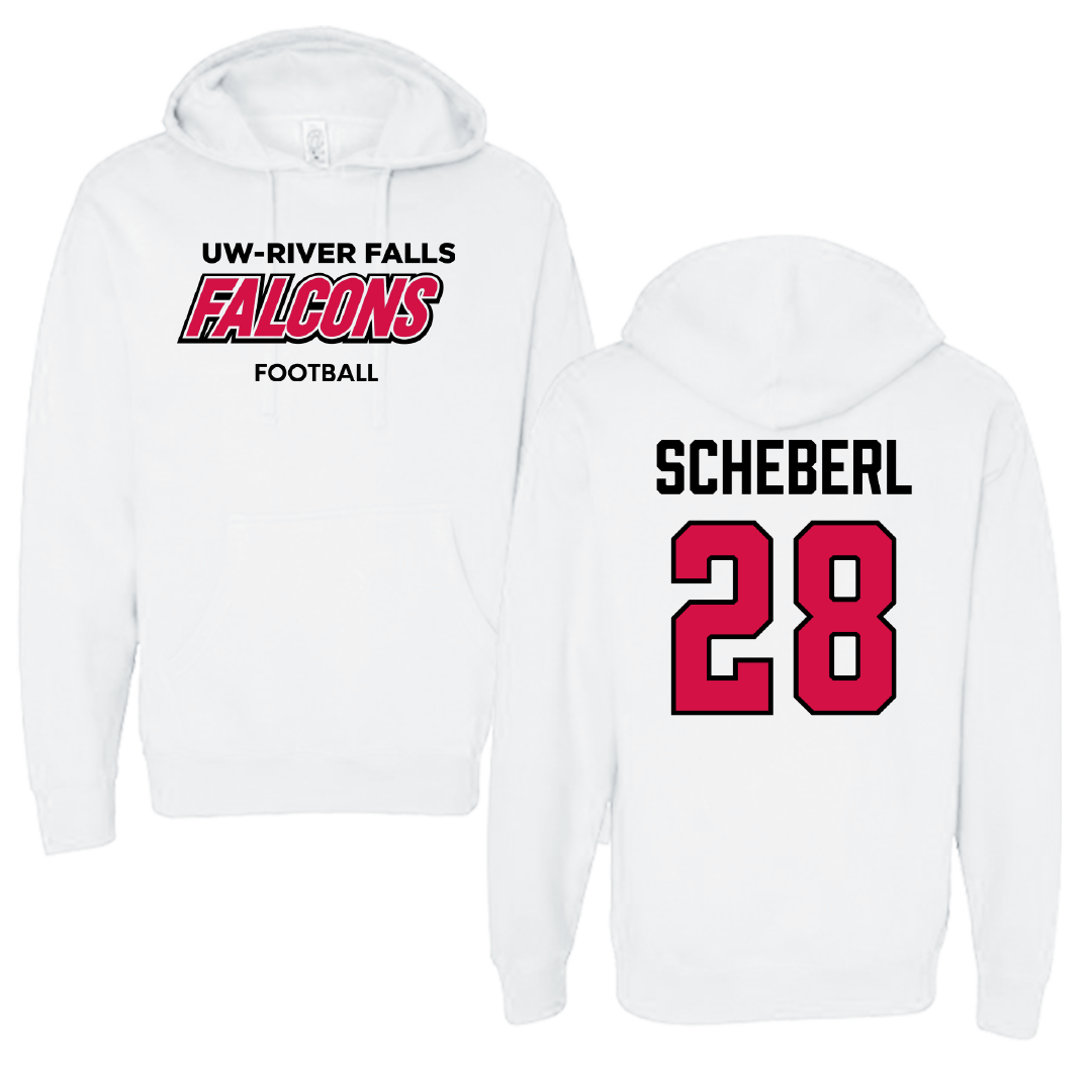 University of Wisconsin-River Falls Football White Falcons Hoodie - #28 Justin Scheberl