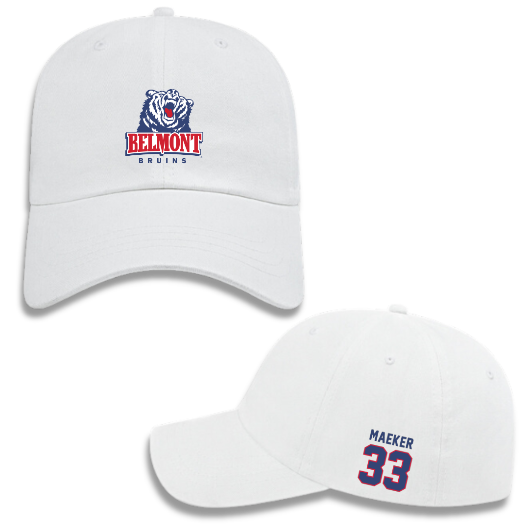 Belmont University Baseball White Hat - #33 Trey Maeker