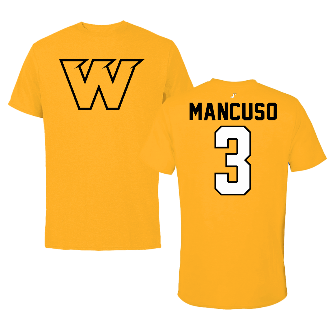 Wayne State College (Nebraska) Soccer Gold Tee - #3 Morgan Mancuso