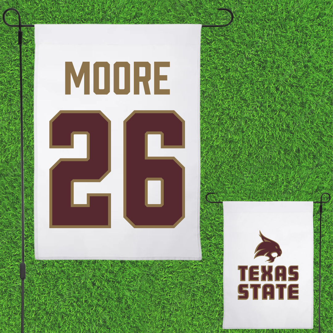 Texas State University Baseball White Garden Flag - #26 Nolan Moore