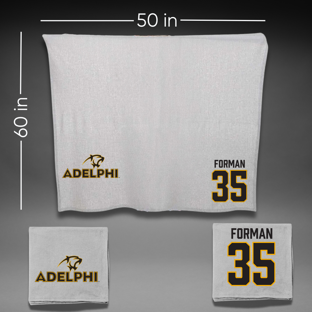 Adelphi University Baseball Gray Blanket - #35 CJ Forman