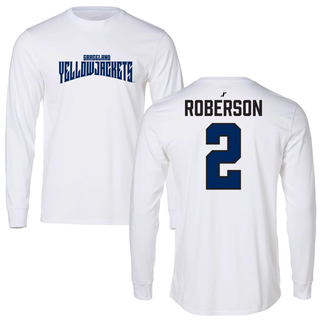 Graceland University Basketball White Classic Performance Long Sleeve - #2 Deundra Roberson