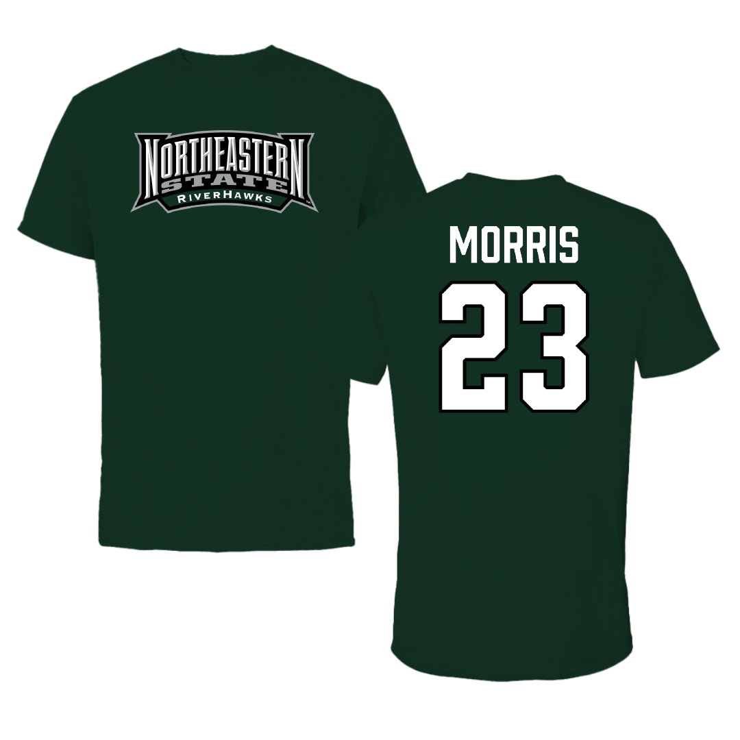 Northeastern State University Softball Forest Green Block Performance Tee - #23 Annsleigh Morris