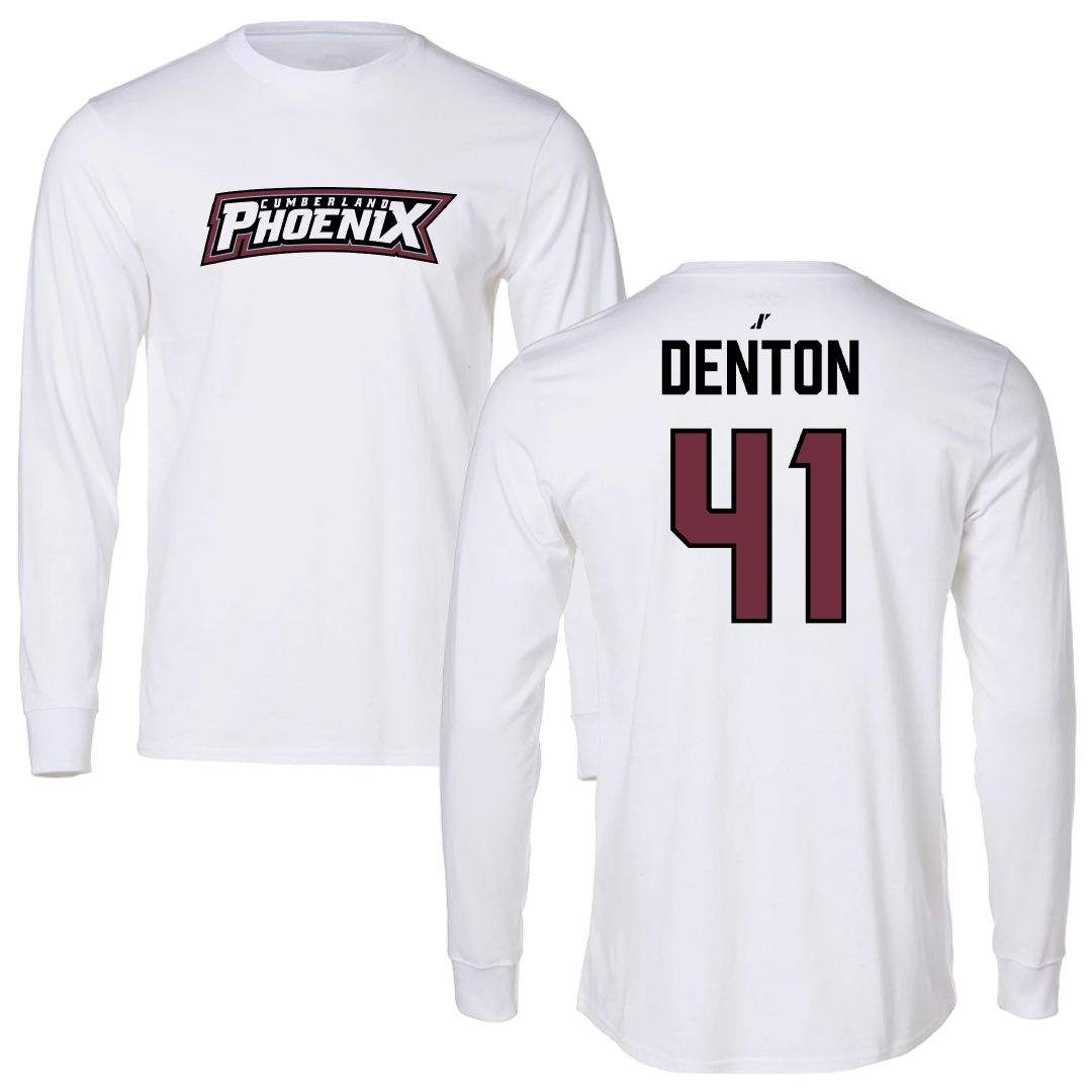 Cumberland University Football White Performance Long Sleeve - #41 Eli Denton