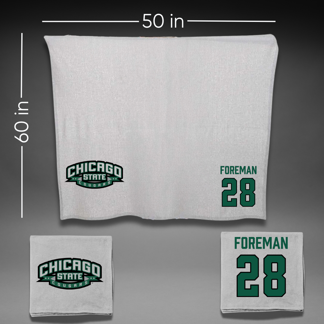 Chicago State University Soccer Gray Blanket - #28 Jewel Foreman