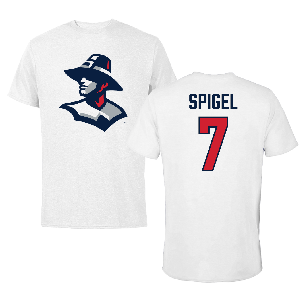 New England College Baseball White Performance Tee - #7 David Spigel