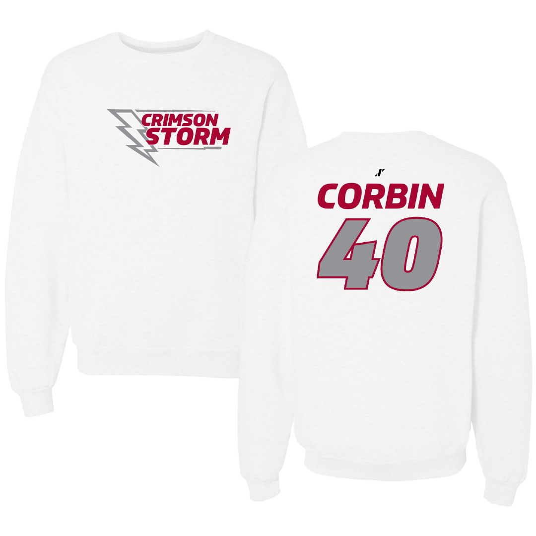 Southern Nazarene University Baseball White Crewneck - #40 Thomas Corbin