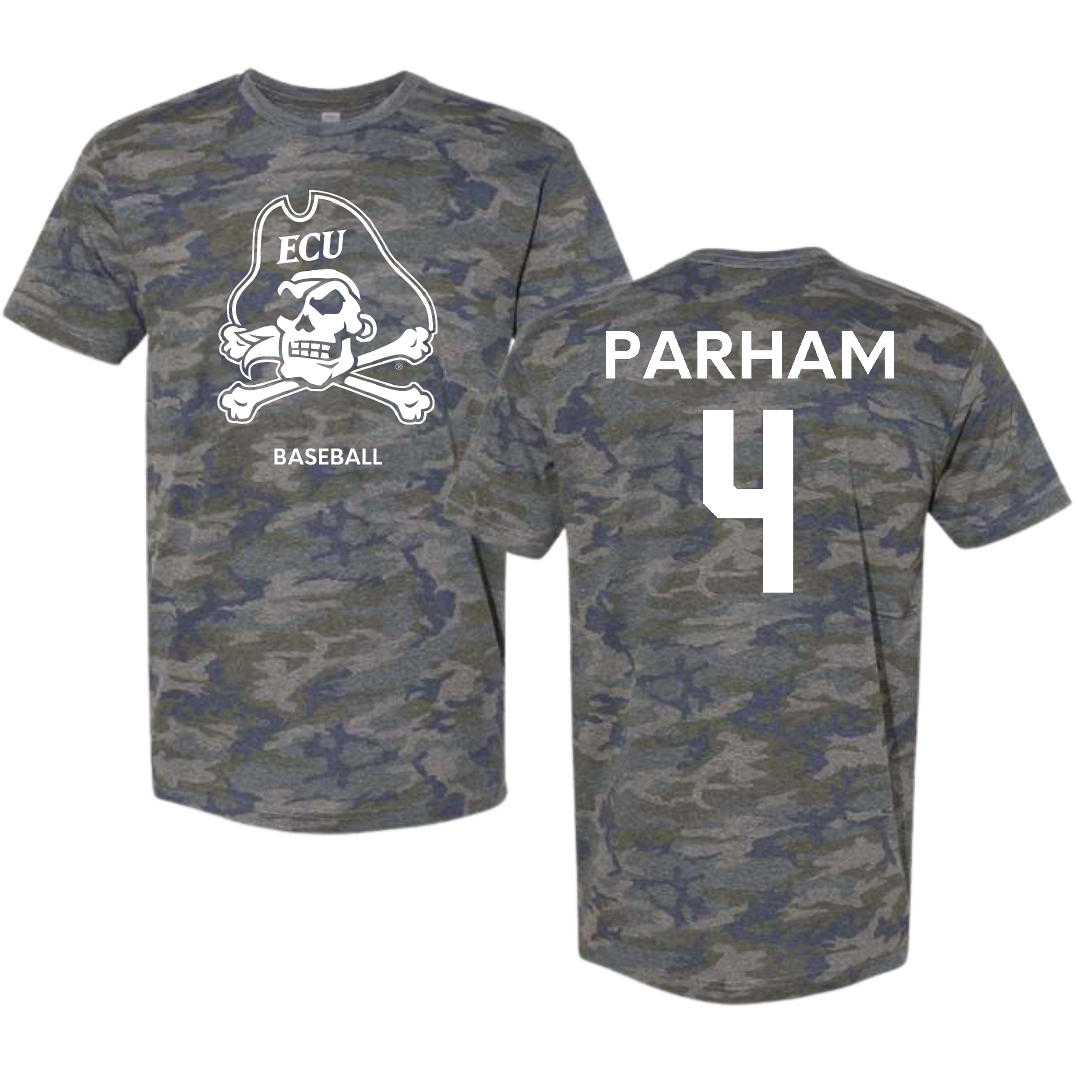 East Carolina University Baseball Vintage Camo Tee - #4 Nick Parham