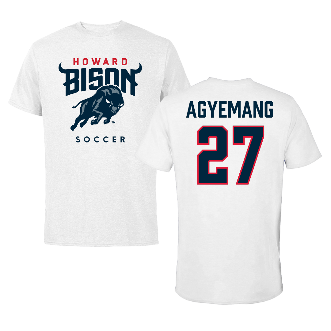 Howard University Soccer (M) White Tee - #27 Ezekiel Agyemang