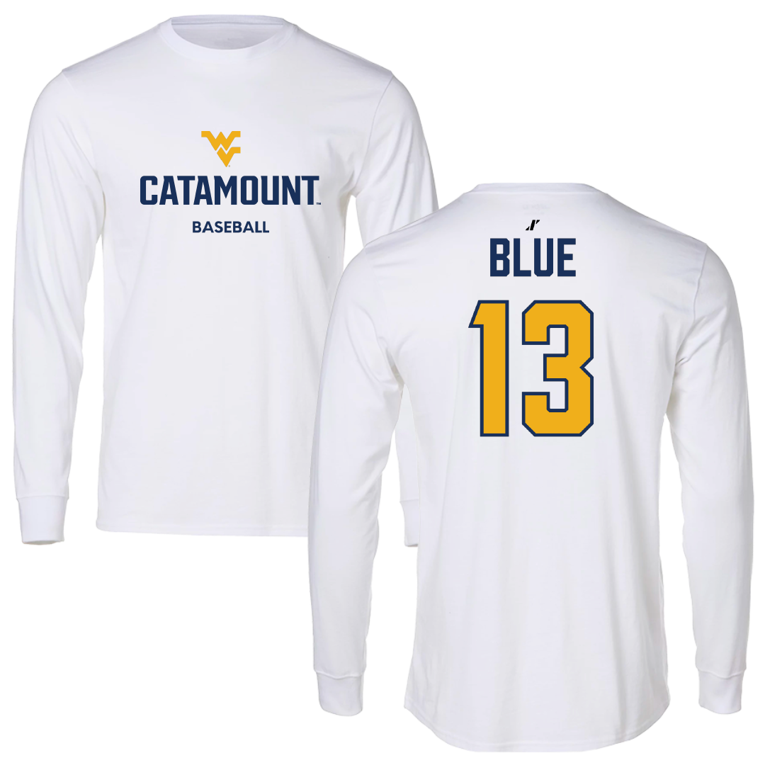 Potomac State College Baseball White Long Sleeve - #13 Peyton Blue