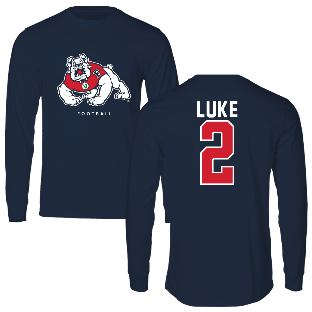 Fresno State University Football Navy Performance Long Sleeve - #2 Rayshon Luke