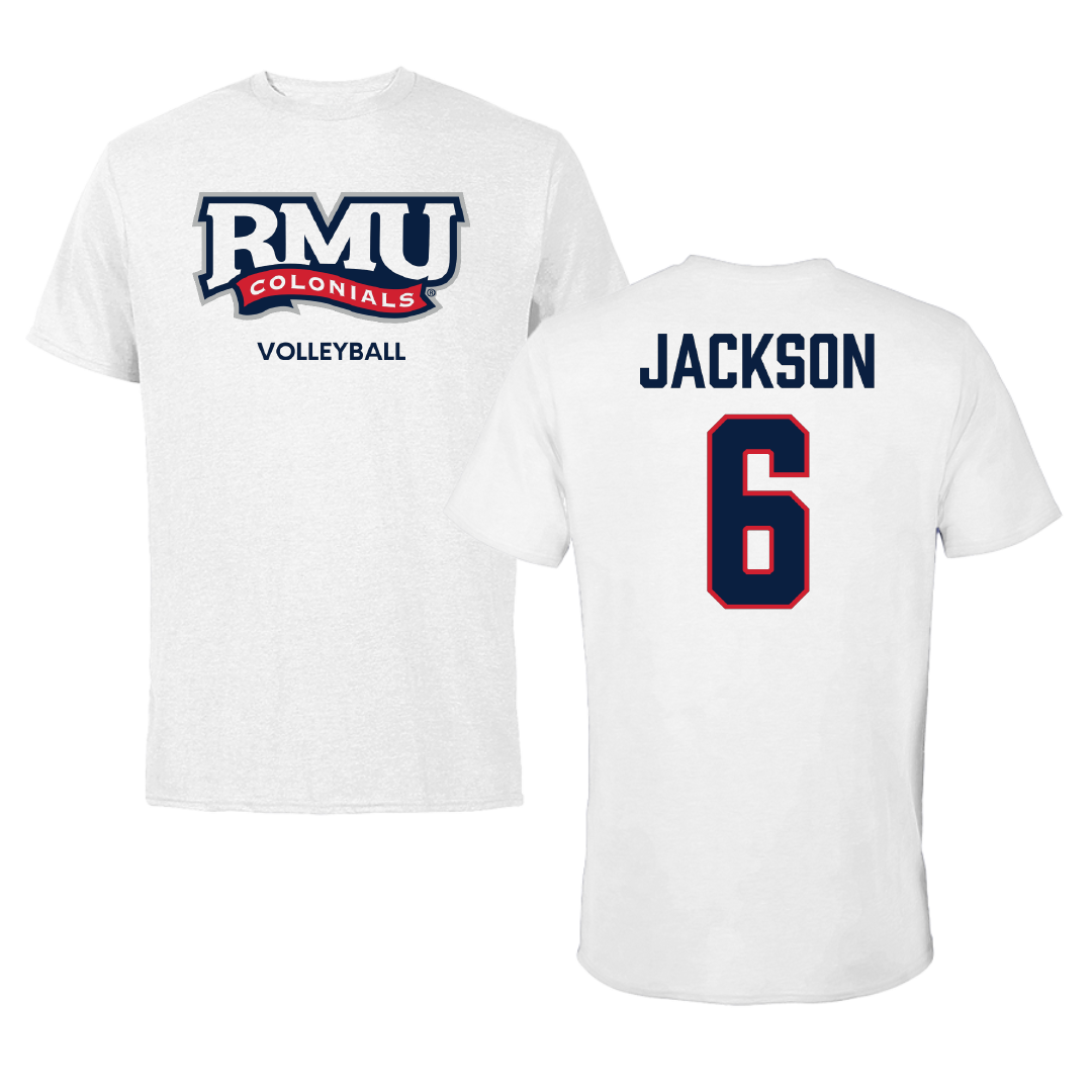 Robert Morris University Volleyball (W) White Tee - #6 Isabelle Jackson
