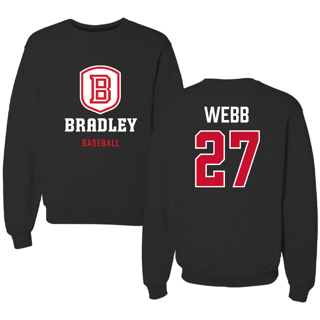 Bradley University Baseball Black Block Crewneck - #27 Davis Webb