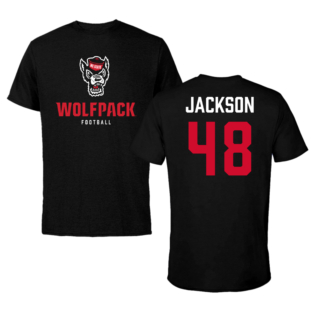 North Carolina State University Football Black Wolfpack Tee - #48 Hunter Jackson