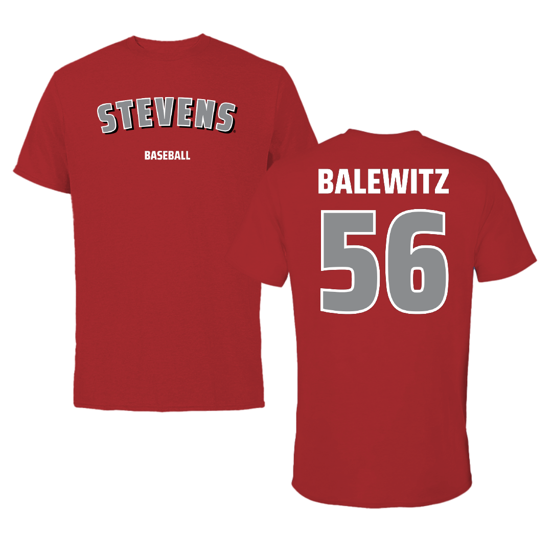 Stevens Institute of Technology Baseball Canvas Red Tee - #56 Edward Balewitz