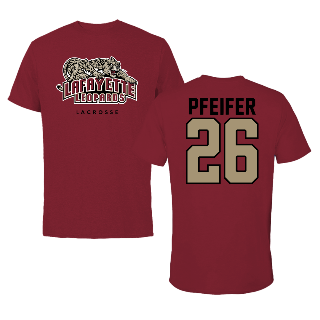 Lafayette College Lacrosse Cardinal Performance Tee - #26 Drew Pfeifer