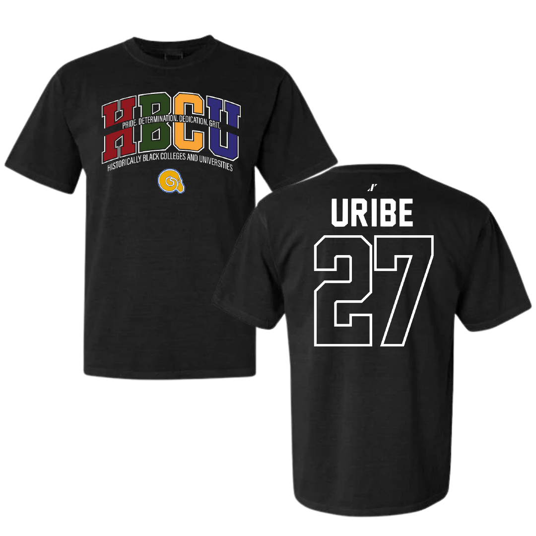 Albany State University Baseball Black HBCU Comfort Colors Tee - #27 Mylon Uribe