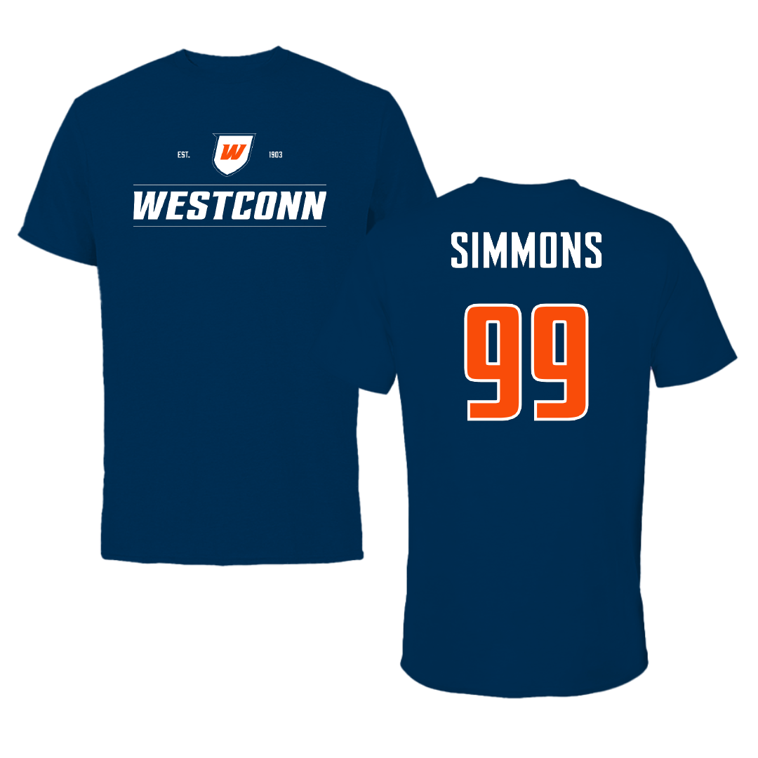 Western Connecticut State University Football Navy General Tee - #99 Nick Simmons