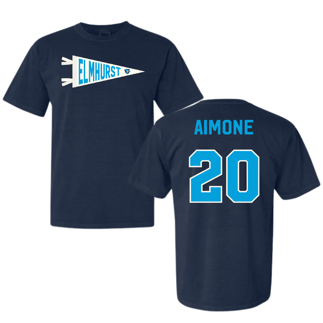 Elmhurst University Softball Navy Pennant Comfort Colors Tee - #20 Kaylee Aimone