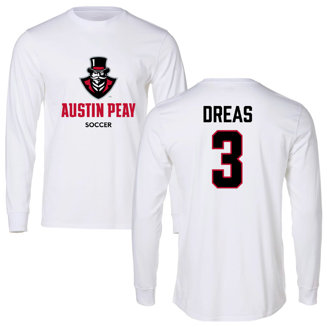 Austin Peay State University Soccer (W) White Long Sleeve - #3 Ellie Dreas