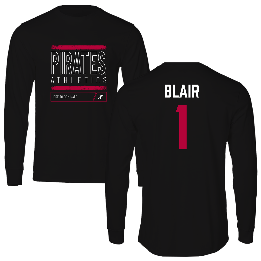 Whitworth University Baseball Black Dominate Performance Long Sleeve - #1 Rylen Blair