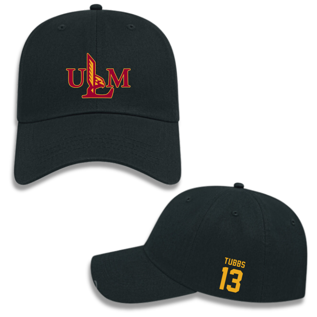 University of Louisiana Monroe Baseball Black Hat - #13 Adam Tubbs