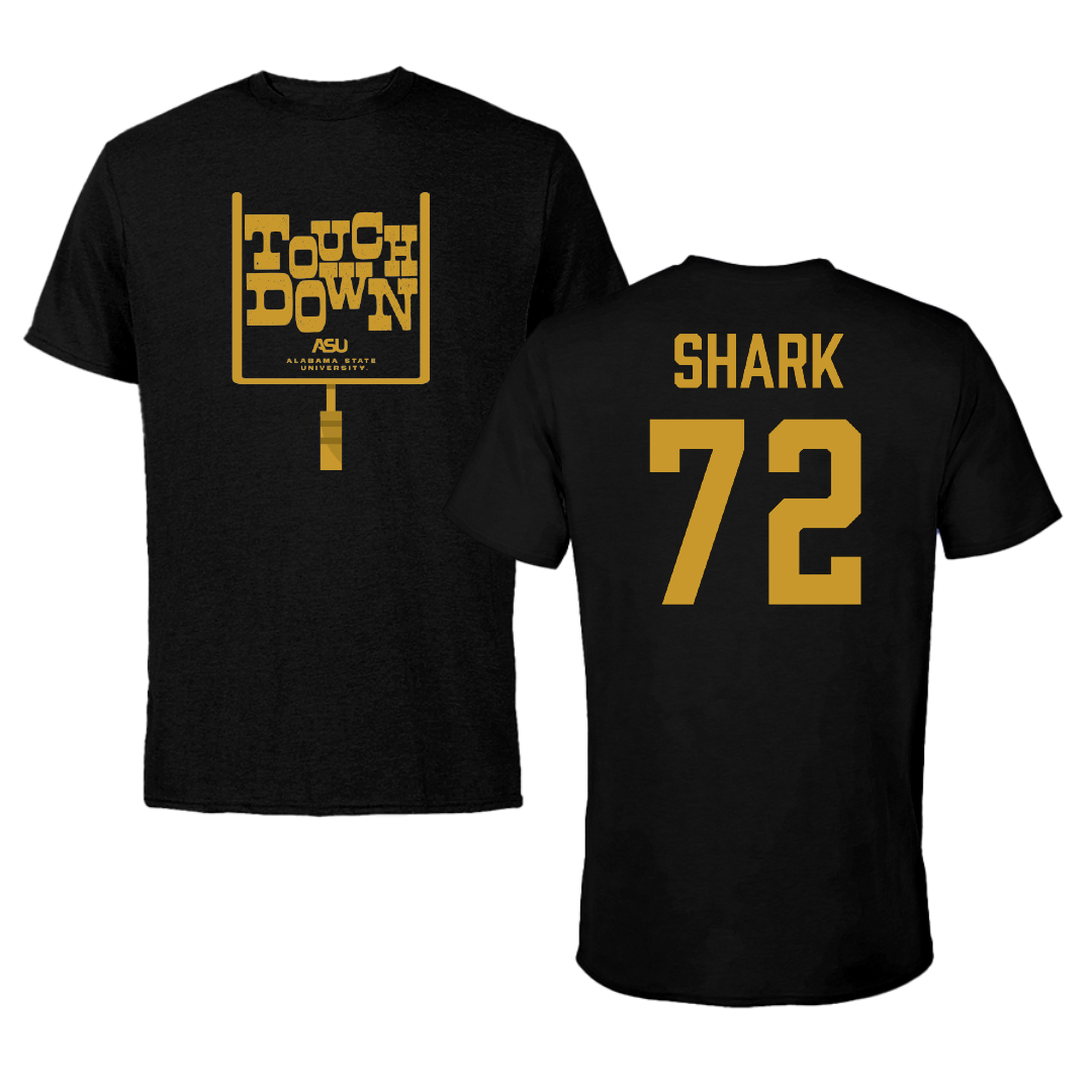 Alabama State University Football Black Touchdown Tee - #72 Ian Shark