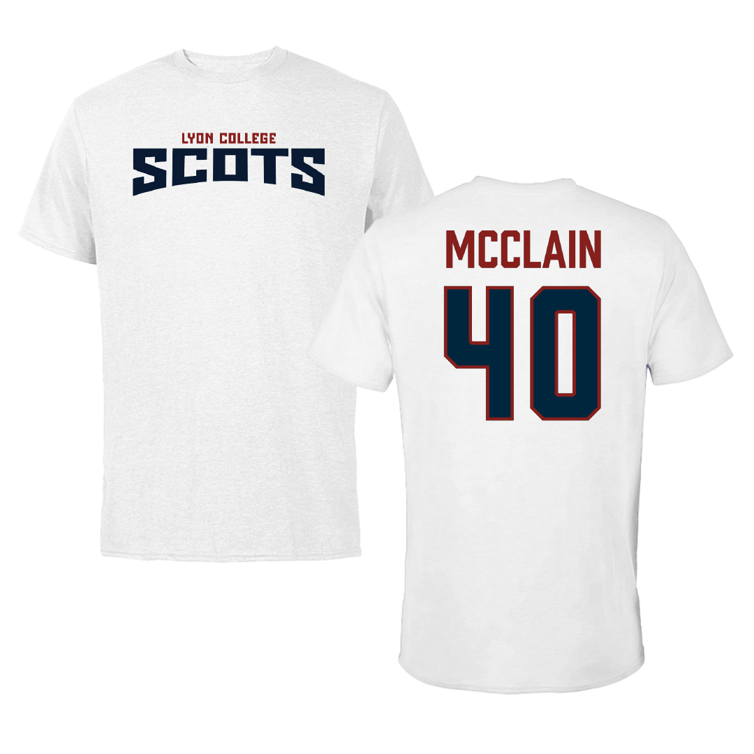 Lyon College Baseball White Classic Tee - #40 Garrett McClain