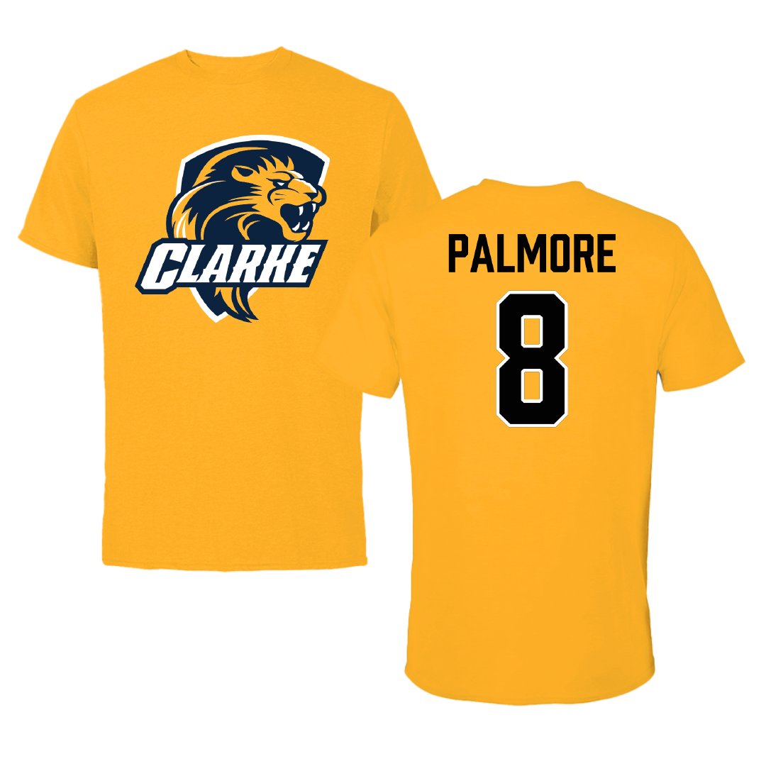 Clarke University Football Gold Tee - #8 Jay Palmore