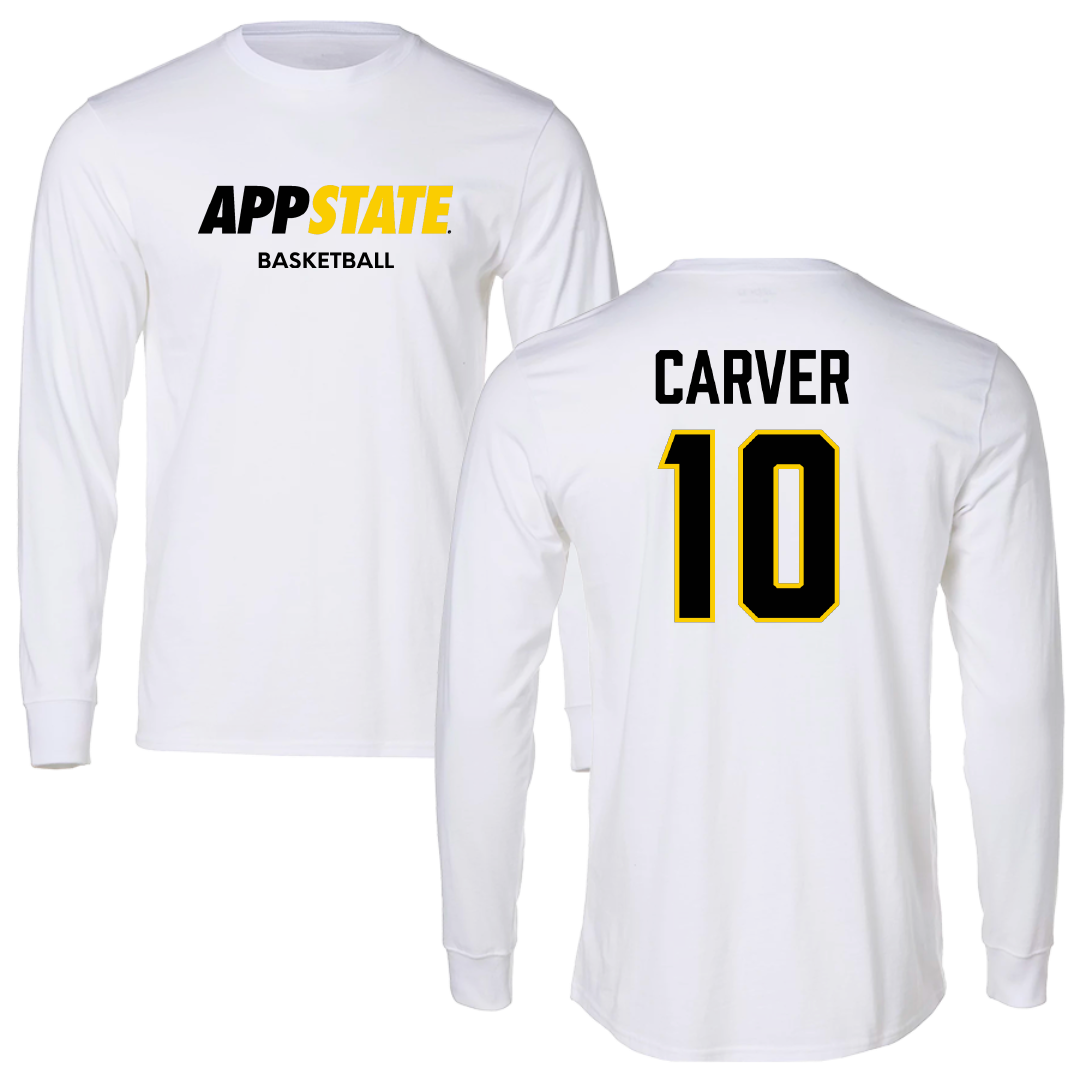 Appalachian State University Basketball (W) White Block Performance Long Sleeve - #10 Emily Carver