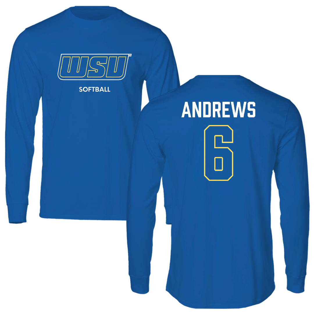 Worcester State University Softball Blue Performance Long Sleeve - #6 Carisa Andrews