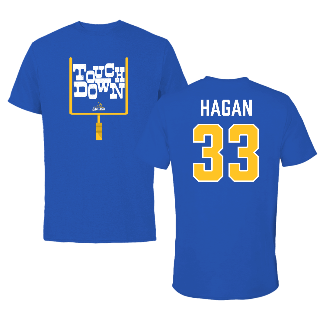 Texas A&M University-Kingsville Football Blue Touchdown Performance Tee - #33 Roger Hagan