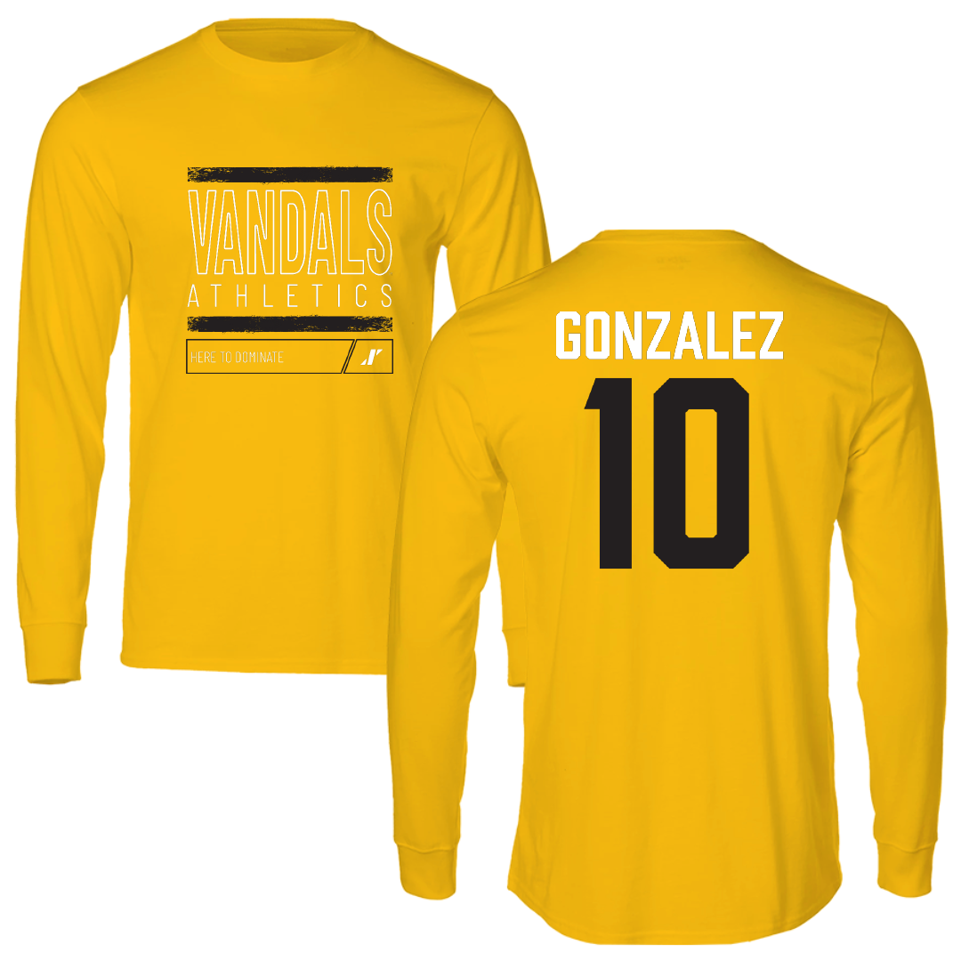 University of Idaho Basketball Gold Dominate Performance Long Sleeve - #10 Kristian Gonzalez