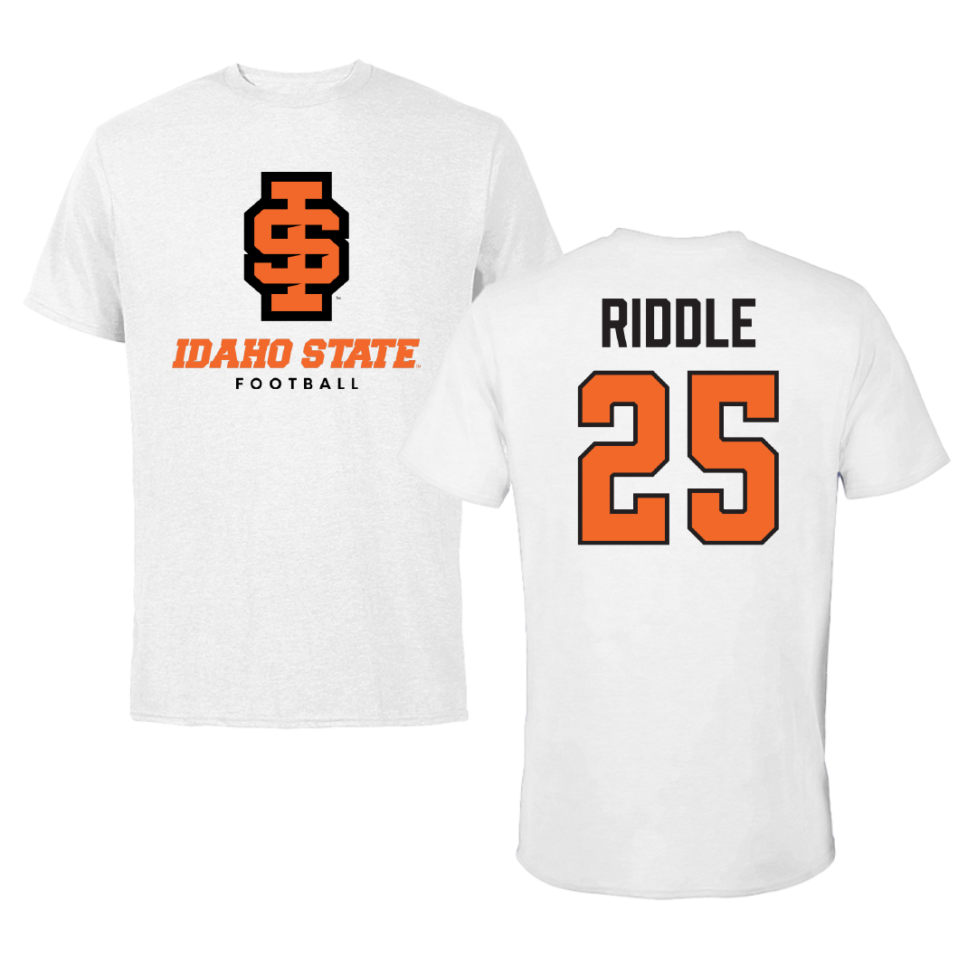 Idaho State University Football White Performance Tee - #25 Jackson Riddle