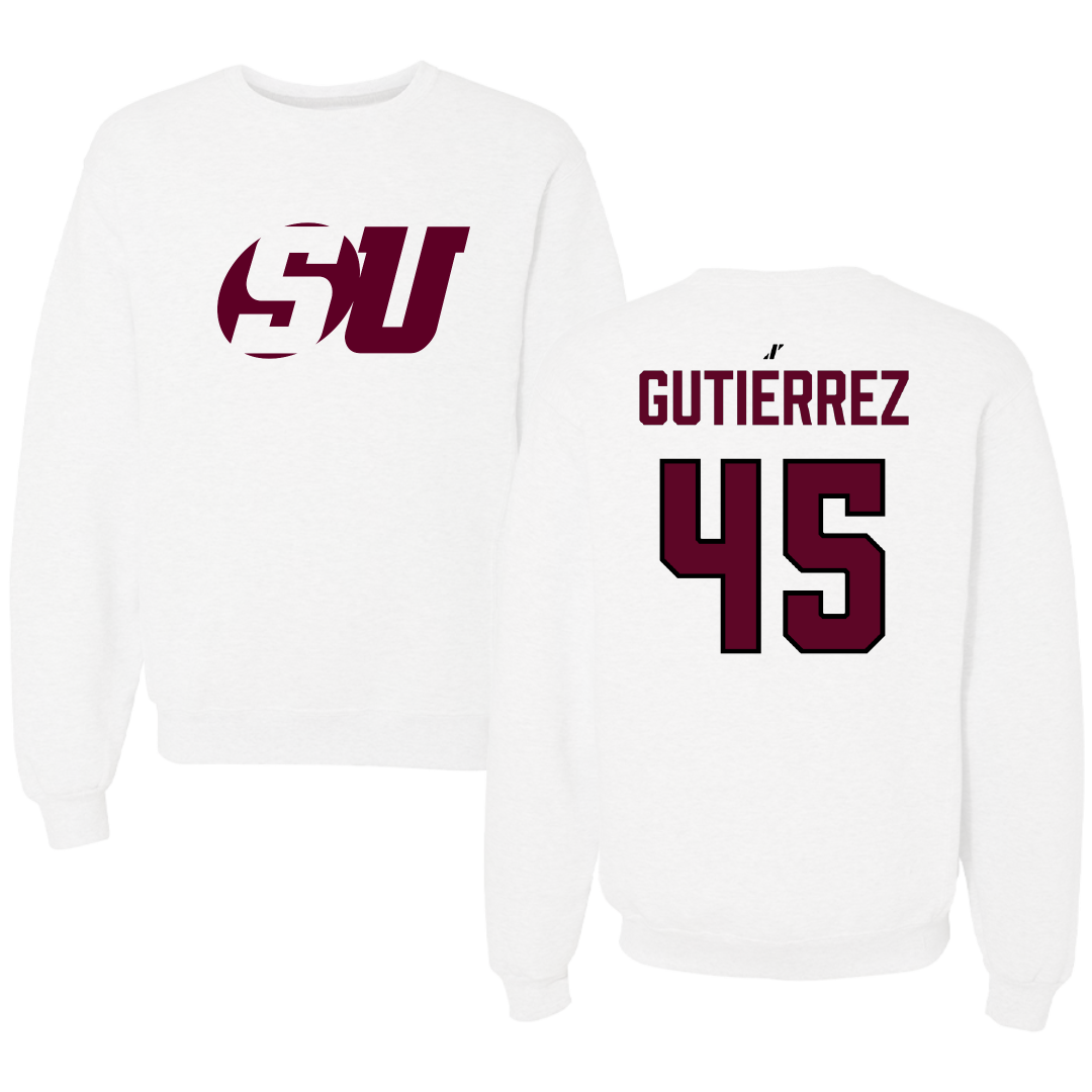 Schreiner University Baseball White Crewneck - #45 Roger Gutierrez