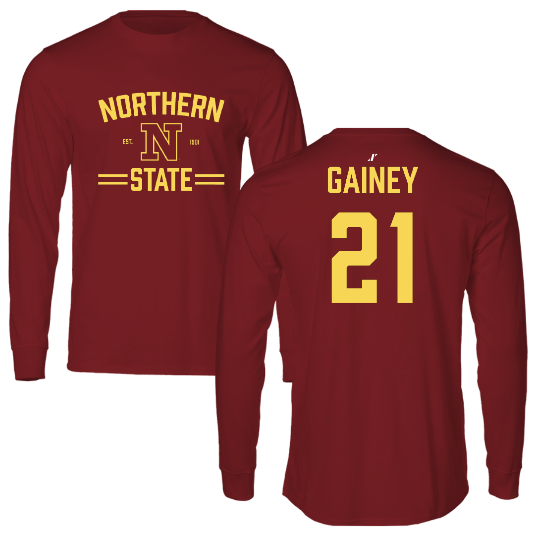 Northern State University Football Cardinal General Long Sleeve - #21 CJ Gainey