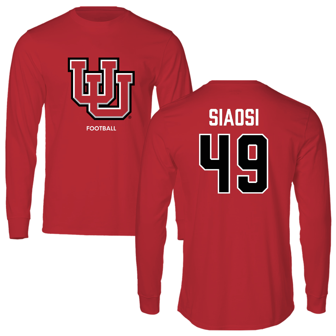 University of Utah Football Red Block Performance Long Sleeve - #49 Jason Siaosi