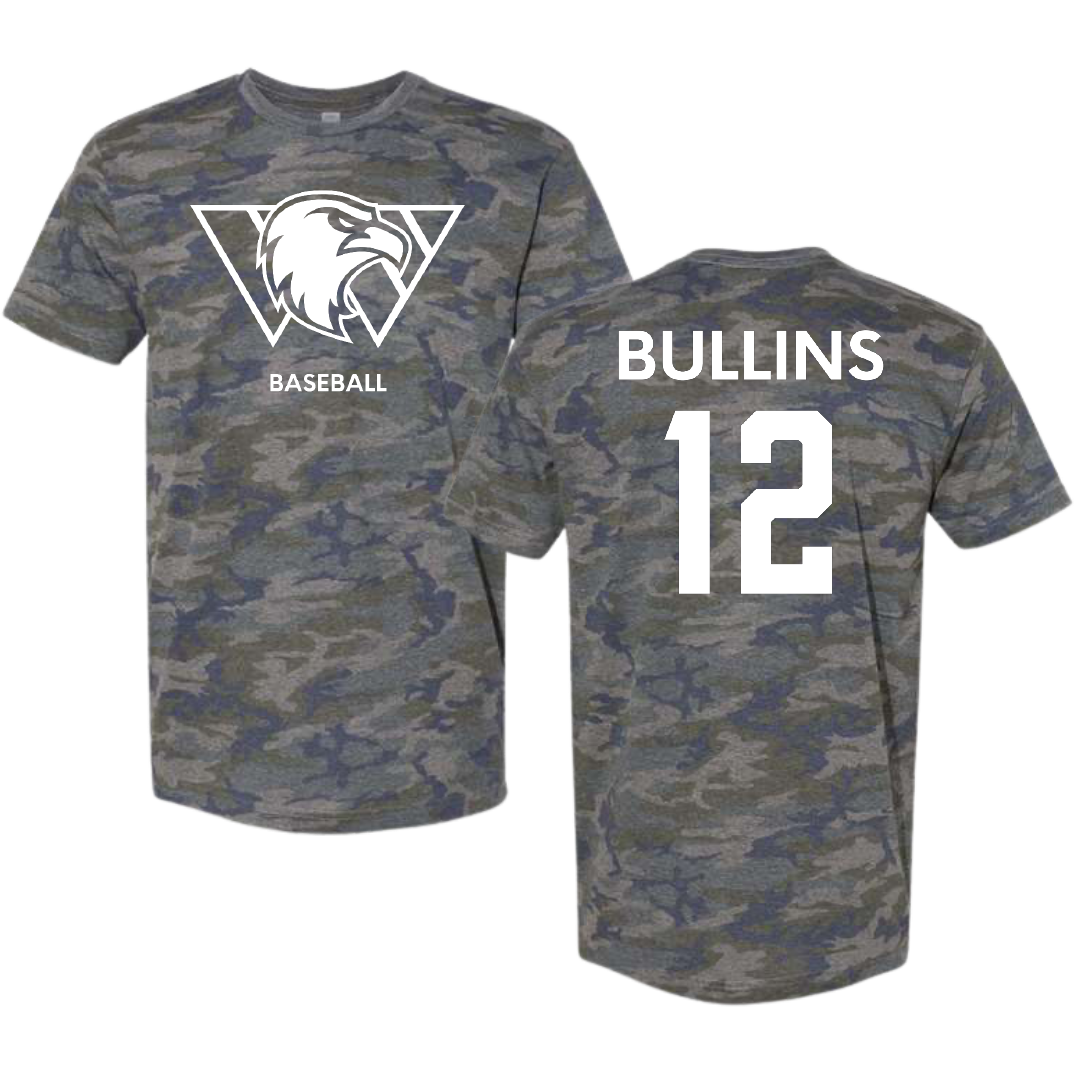 Williams Baptist University Baseball Vintage Camo Tee - #12 Luke Bullins
